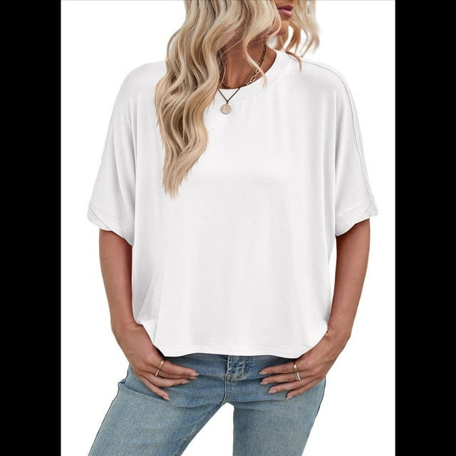 Camisetas de Verano 2025 para Mujer, Camisetas Lisas, Camisetas Holgadas de Gran Tamaño, Camisetas Básicas Blancas Talla S