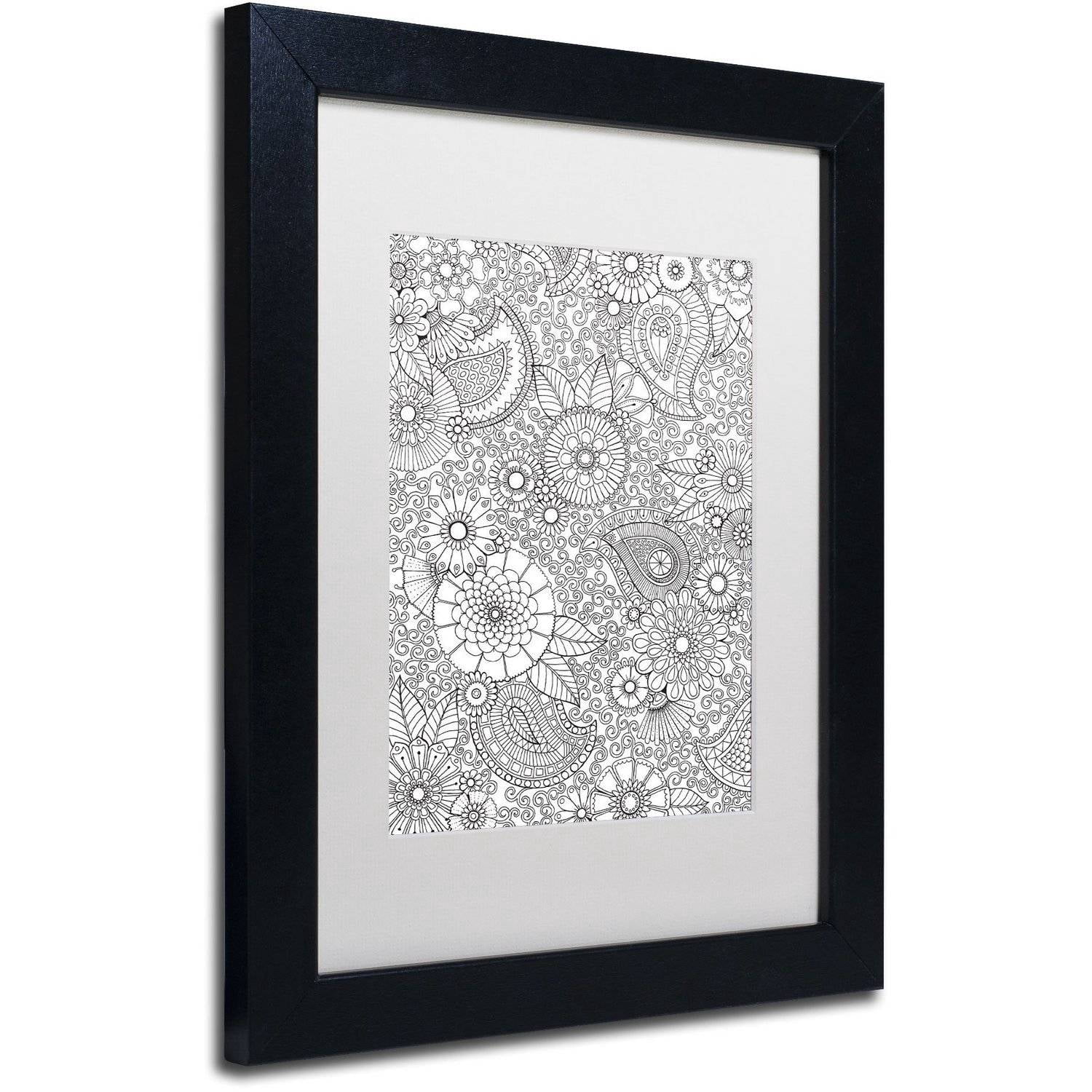 Trademark Fine Art "Paisley Floral" Canvas Art by Hello Angel, White Matte, Black Frame