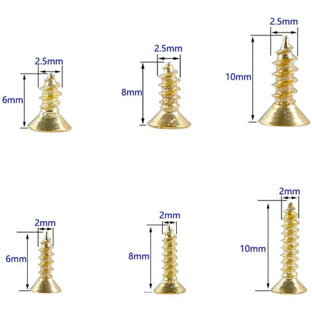 

1200Pcs Small Cross Flat Head Screw Self Tapping Screw Cabinet Door Hinge Hinges Diy Multifunctional Screw Electronic Accessories Micro Screw Set Gold