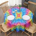 thumbnail image 3 of Colorful Tie Dye Pattern Round Tablecloth 60"x60",Wrinkle Wipeable Table Cloth for Kitchen Dining Room Picnic Patio Party, 3 of 6