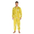 thumbnail image 3 of 1 Piece Adult Onesie Pajamas Cozy & Loose-Fit Sleepsuit Loungewear with Pockets Yellow Background with White Snowflakes X-Small, 3 of 7