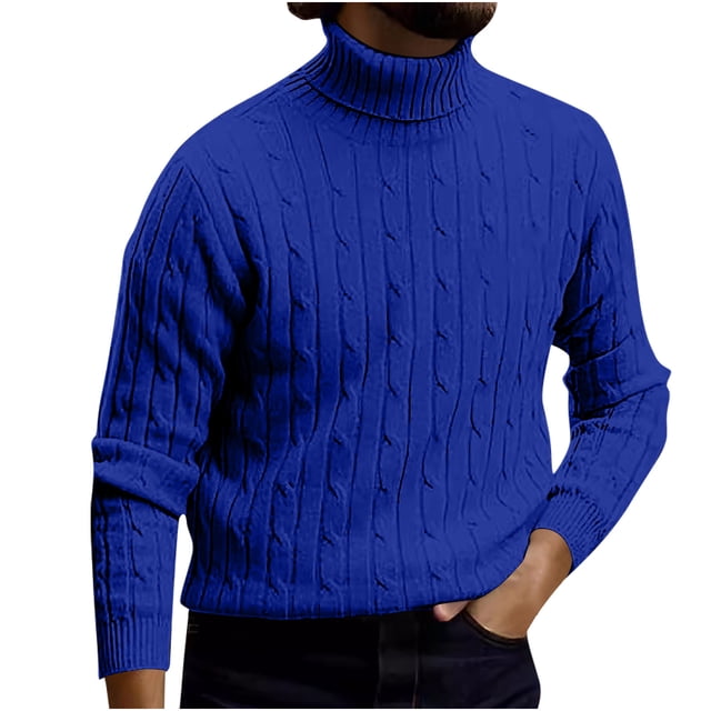 Birdeem Shirts for Men Mens Winter Leisure Retro Twisted Flower High Collar Mens Knitted Bottom Sweater