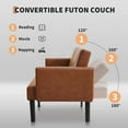 thumbnail image 3 of Acekid Convertible Futon Sofa Bed Linen Upholstered Futon Couch Strong Legs Mid Century Modern Sleeper Sofa Comfy, 3 of 9