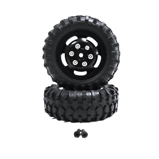 Bewildely 2 piezas 1/10 llantas de ruedas neumático RC pieza de actualización de plástico resistente al desgaste llantas de ruedas Rc Kits de construcción modelo Negro