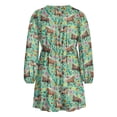 thumbnail image 5 of Yuyamidu Horse Long Sleeve Dress for Women Casual A-line Midi Dress Size S Flower V-Neck Elastic Waist Dress Women Flowy Swing Dresses Party Dress, Green, 5 of 7
