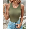 thumbnail image 3 of nikauto Women Built-in Bra Tank Tops Sleeveless Casual Shirts Racerback Ribbed Fitted Tank Tops, 3 of 12