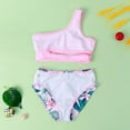 thumbnail image 4 of BESLY 1-5Years Girl's Bikini Beach Sport 2-Piece Swimsuits Solid High Waist Bikini Bathing Suit Set, 4 of 5