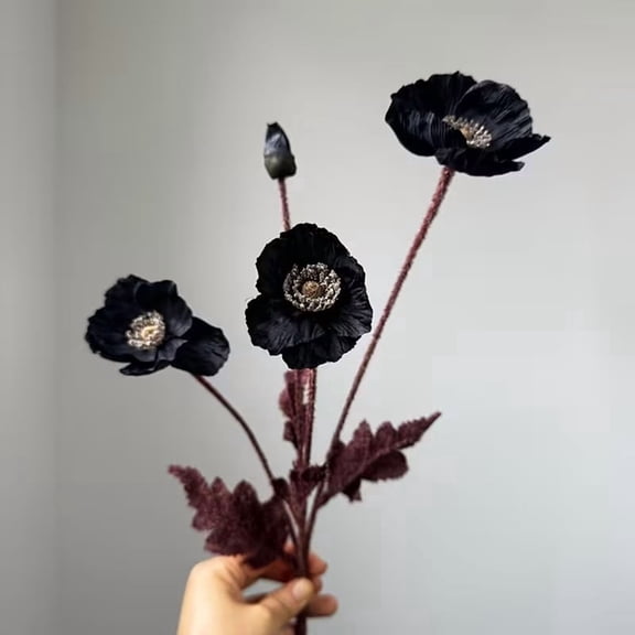 Premium Artificial Autumn Poppy Flowers - Lifelike Faux Poppies for Home Decor, Wedding Centerpieces, and Seasonal Fall Arrangements