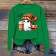 thumbnail image 2 of Halloween Sweatshirt for Women Hoodless Sweatshirt Oversized Crewneck Long Sleeve Pullover Sweatshirt for Women Green XL, 2 of 4