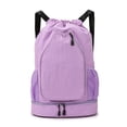 thumbnail image 1 of Drawstring Gym Backpack Sports Bag with Shoe Compartment Racket Pocket Lightweight Daypack for Badminton Tennis Basketball Fitness, 1 of 8