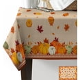 thumbnail image 2 of Thanksgiving Fall Tablecloth Waterproof & Stainproof Tablecloths, Orange Autumn Pumpkin Maple Leaves Rustic Burlap Wipeable Table Cloth Wrinkle-Free for Holiday Dining/Party/Wedding Decorations,60x102, 2 of 6