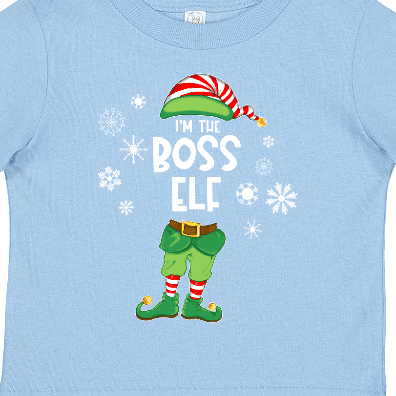 Inktastic Funny Christmas I'm the Boss Elf with Shoes and Hat Boys or Girls Toddler T-Shirt