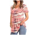 thumbnail image 1 of MELDVDIB Blusas tipo túnica de manga corta de verano para mujer, holgadas, plisadas, informales y fluidas, en liquidación, 1 of 5