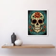 thumbnail image 2 of Day of Dead Skull Old School USA Tattoo Ink Body Rockabilly Americana 50s Art Print Framed Poster Wall Decor 12x16 inch, 2 of 5
