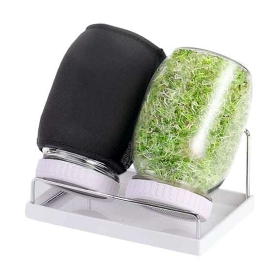 lanema Mason Jar Sprouting Set with Drip Tray&Light Blocking Cover for Healthy Seedling
