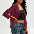 thumbnail image 5 of Lace Cardigans for Women Elegant 3/4 Sleeve Cardigans Lightweight Ladies Open Front Summer Cardigan Business Office Casual Bolero Shrug Womens Blouses for Dress Evening Party Wedding Daily Wine M, 5 of 7