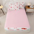 thumbnail image 4 of Manfei Watercolor Lychee Zipper Twin Comforter Sets with Fitted Sheet and 2 Pillowcases for Girls, Pink Gingham Bow Print Zipper Bedding Set, Pink Reversible, 4pcs, 4 of 6