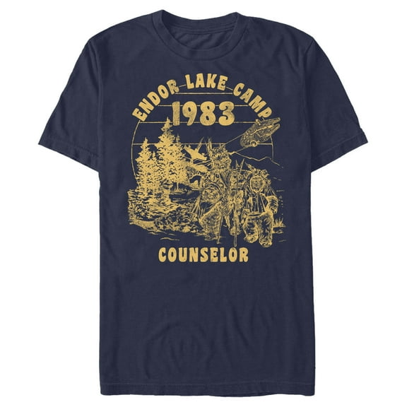 Men's Star Wars Endor Lake Camp Counselor Graphic Tee Navy Blue 3X Large