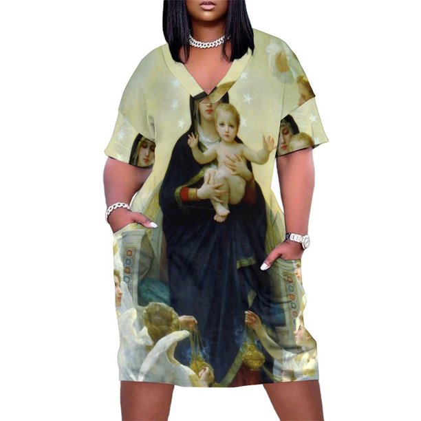 William-Adolphe Bouguereau La Virgen con Ángeles Vestido sencillo con bolsos vestido de noche mujer elegante vestido de novia invitación