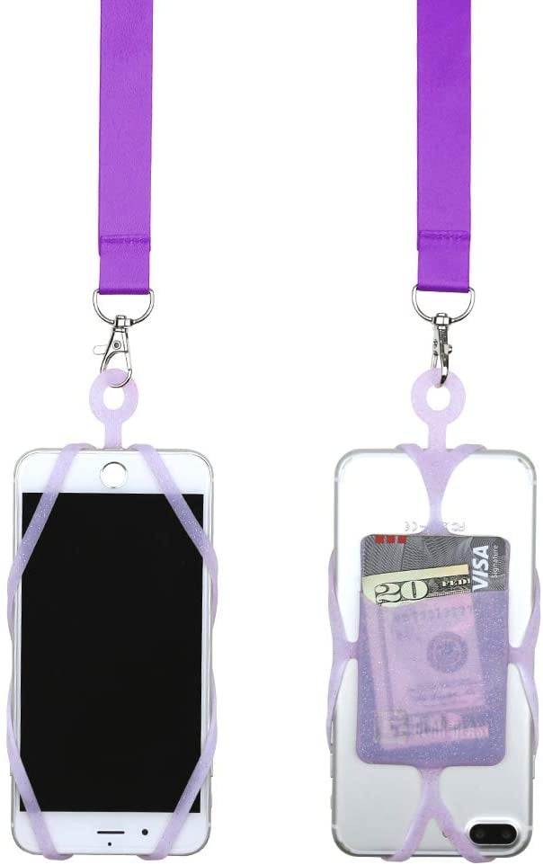 Satin Polyester Neck Strap Gear Beast Universal Cell Phone Lanyard Strap Compatible with iPhone Galaxy & Most Smartphones Includes Silicone Phone Holder with Card Pocket Key Holder 