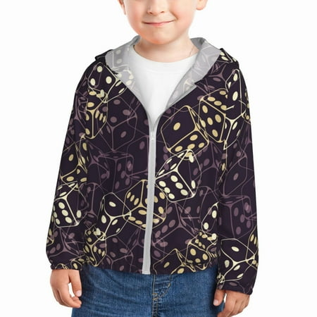 

Sun Hoodie for Kids Dice Long Sleeve Swim Fishing Shirts Sun Protection Zip Up Jacket Clothing Athletic Hoodie