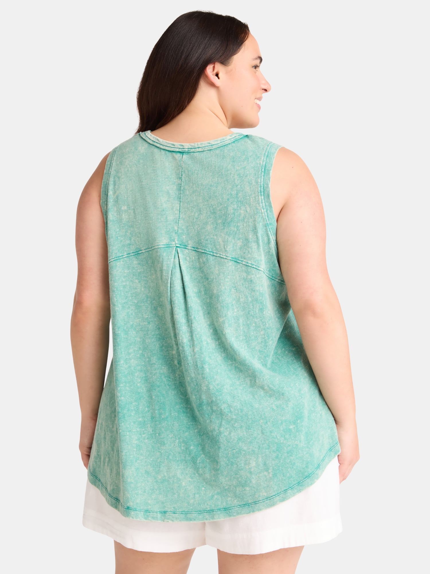 Terra & Sky Women's Plus Slub Cotton Swing Tank Top, Sizes 0X-5X