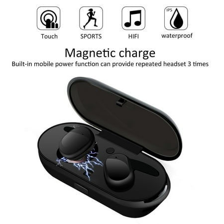 Bluetooth Earbuds Sweatproof Mini True Bass Wireless Earphones In-Ear Twins Stereo Headsets Sport Headphones for iPhone XS XR X 8 7 6 ios Samsung Galaxy S10 S10E S9 S8 Note 9 Android