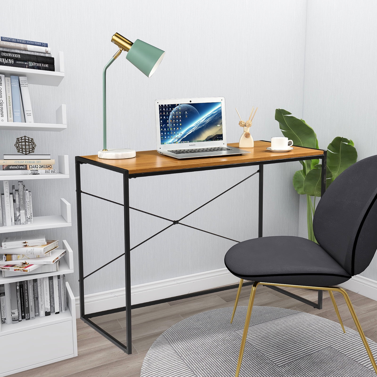 Lowestbest Modern Computer Desk, Office Writing Desk, Wood and Metal PC Table for Home Lowestbest Modern Computer Desk, Office Writing Desk, Wood and Metal PC Table for Home