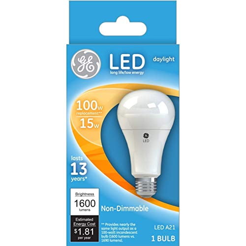 GE 65764 LED A21 100 watt equivalent Daylight LED Light Bulb 1600 lumens (pack of 4) Walmart