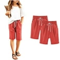 thumbnail image 4 of 2 Pack Shorts for Girls Summer Casual Knee Length Bermuda Shorts Kids High Waisted Drawstring Short Pants Teen Girls Clothes, 4 of 4