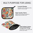 thumbnail image 3 of Yayeee Oven Mitts and Pot Holder Set of 2 Heat Resistant Kitchen Gloves Baking Hot Pad, Orange Japanese Flowers Pattern, 3 of 5