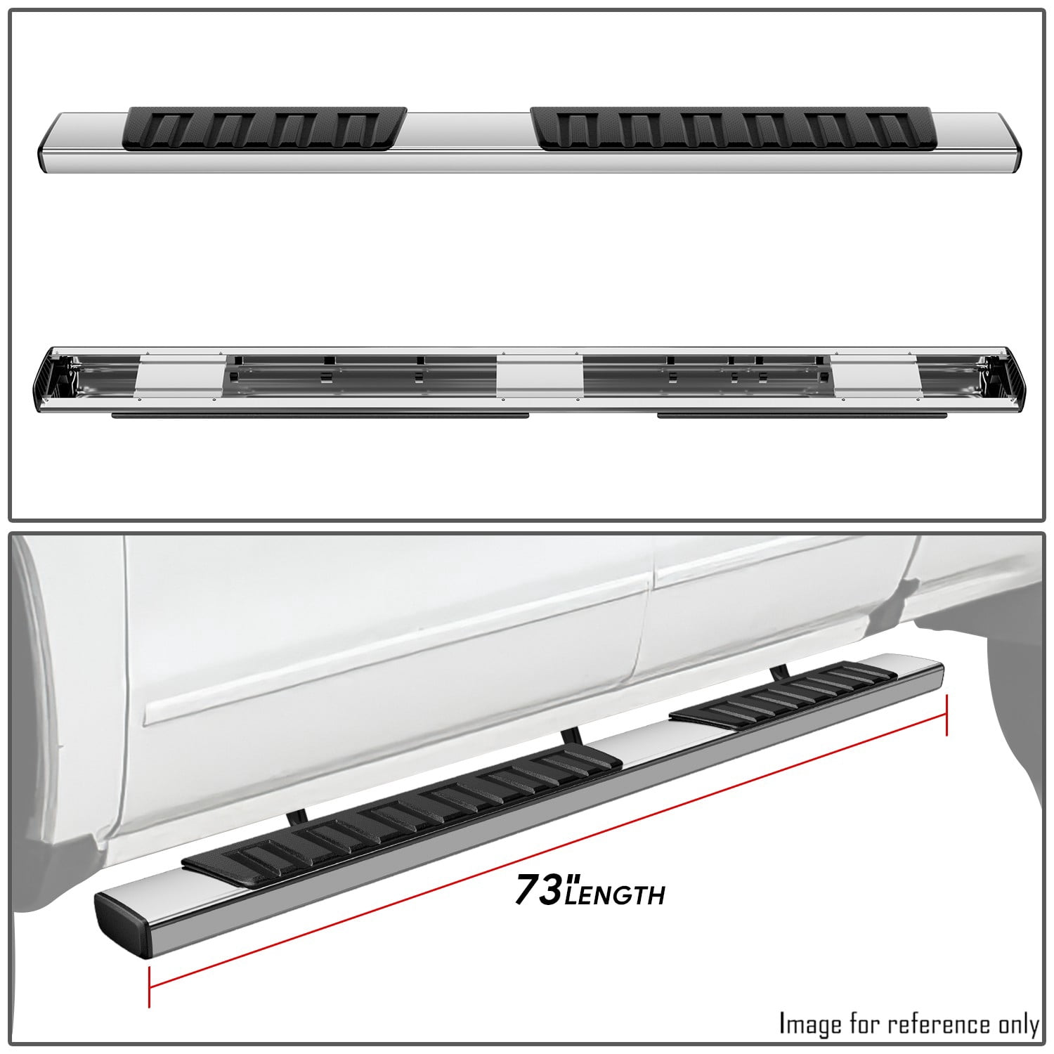 DNA Motoring For 07-19 Silverado Sierra Extended Cab Chrome SS 6" Running Board Side Step Nerf Bar
