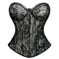 thumbnail image 6 of Ugoldhm Women's Overbust Lace-Up Corset Top - Breathable Sheer Lingerie Bustier Bodyshaper, 6 of 7