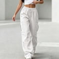 thumbnail image 4 of Womens Pants Zeliretfy Women's Baggy Cargo Sweatpants Wide Leg Pants Athletic Open Bottoms Joggers Casual Athletic Workout Pants with Elastic Waist Lounge Loose Fit Hiking Running Going out, 4 of 9