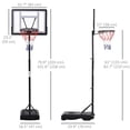 thumbnail image 2 of Soozier Support de Panier de Basketball à Hauteur Réglable - Usage Extérieur et Intérieur, Cadre en Acier, Hauteur 61 Pouces-82,75 Pouces, Noir, avec Roues et Base Stable, 2 of 7