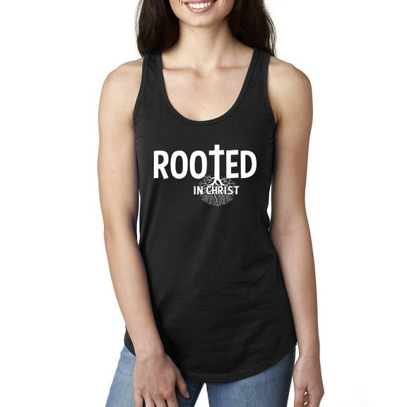Wild Bobby Rooted in Christ Inspirational/Christian Women Racerback Tank Top, Black, Small