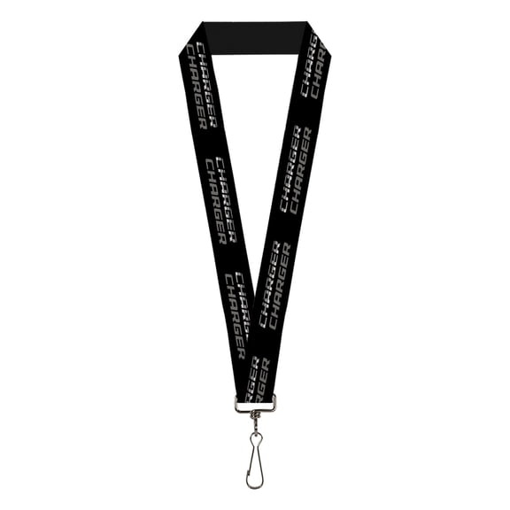Dodge Lanyard, Charger Double Repeat Black Gray, Elastic