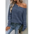 thumbnail image 3 of Women's Real Teal Pointelle Knit Boat Neck Drop Shoulder Sweater, 3 of 6