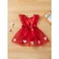 thumbnail image 3 of Bagilaanoe Newborn Baby Girl Valentine’s Day Rompers Dress Heart Print Fly Sleeve Bodysuit Tulle Skirt 3M 6M 12M 18M 24M Infant Patchwork One Piece Jumpsuit, 3 of 9