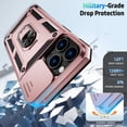 thumbnail image 4 of for iPhone 11 Pro Max Case with Camera Lens Cover, HD Screen Protector, 10 FT Military Grade Drop Protection, Magnetic Ring Holder Kickstand Protective Phone Case for iPhone 11 Pro Max, Rose Gold, 4 of 12