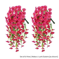 KOYPTL Artificial Hanging Flowers 6 Stem Artificial Morning Glory Flower Vines Hanging Plants Garland for Home Garden Wall Fence Wedding Birthday Decor Valentines Day Decorations(2 Lush Pack)