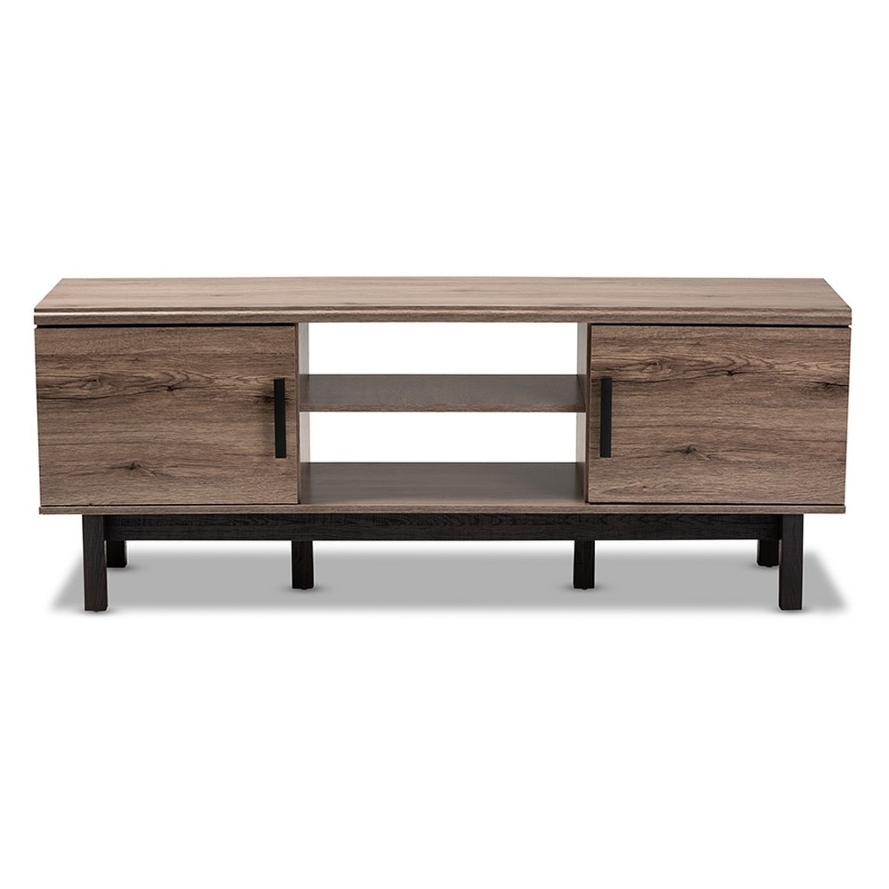 Baxton Studio Arend Modern and Contemporary Two-Tone Oak and Ebony Wood 2-Door TV Stand - image 3 of 5