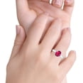 thumbnail image 5 of Bezel Set 10mmX8mm Oval Ring Simulated Ruby CZ 925 Sterling Silver, 5 of 5