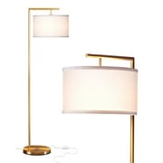 Brightech Montage Modern Floor Lamp, LED Floor Lamp for Living Rooms & Offices - Tall Standing Lamp for Bedroom Reading - Corner Pole Lamp for Contemporary Home Decor - Gold, Antique Brass