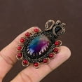 thumbnail image 4 of Natural Rainbow Solar Quartz,Garnet Gemstone Copper Wire Wrap Pendant 2.76", 4 of 4