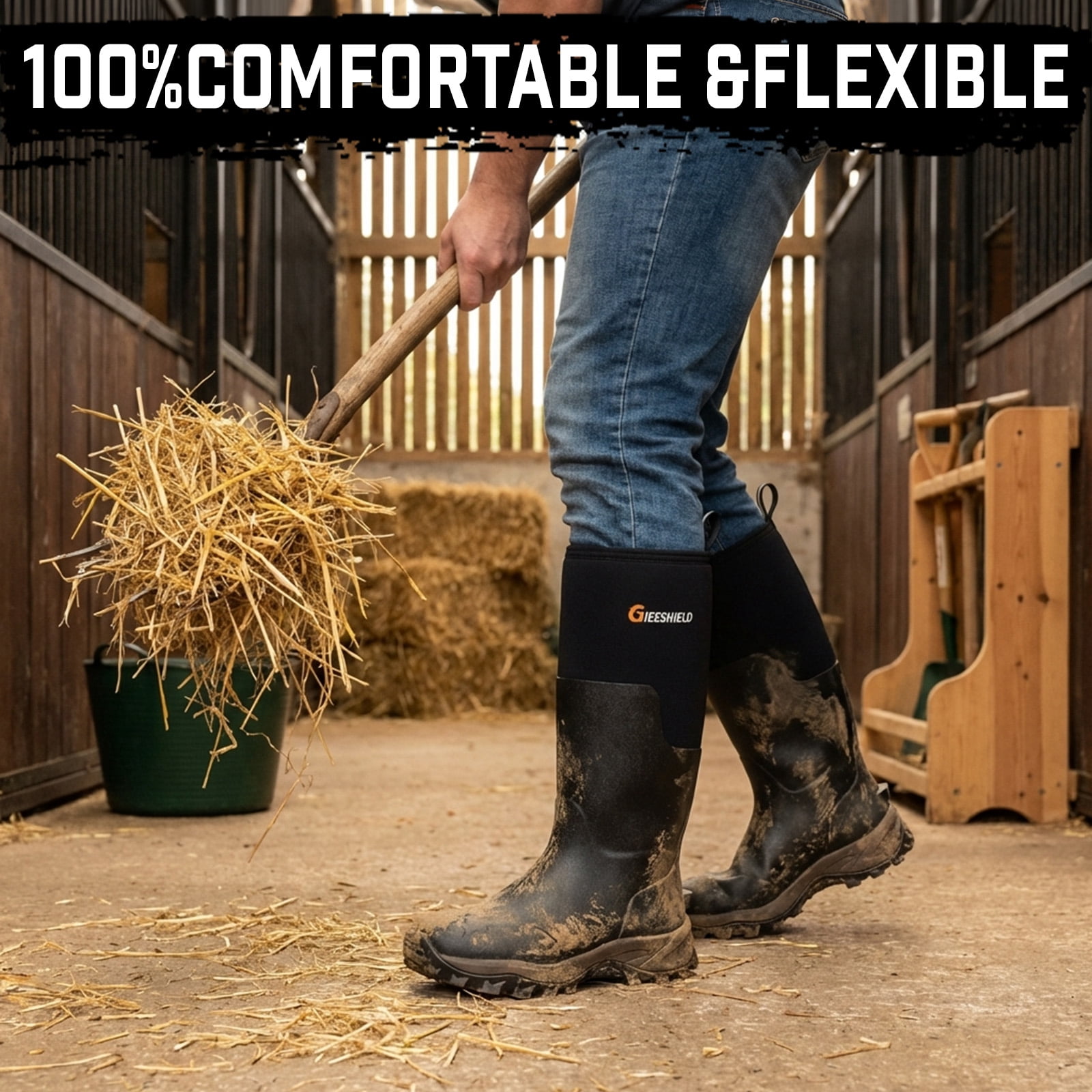 GIEESHIELD Rubber Boots for Men & Women – Ultra-Light Waterproof 6mm Neoprene Insulated Boots with Anti-Slip Sole, Warm Hunting & Rain Boots for Farming, Snow, Mud(Black, Next Camo G2)