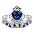 thumbnail image 1 of 2Pcs compromiso de diamantes de imitación azul en el anillo de la mano completa Zirconia anillo solitario Set 5 12, 1 of 8
