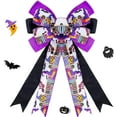 thumbnail image 2 of 2 Pack Halloween Wreath Bow Large Halloween Bow Tree Topper Pumpkin Bat Ghost Patterns Gift Bows for Halloween Party Holiday Home Indoor Outdoor Basket Ornaments Decorating,13.8x6.3", 2 of 7