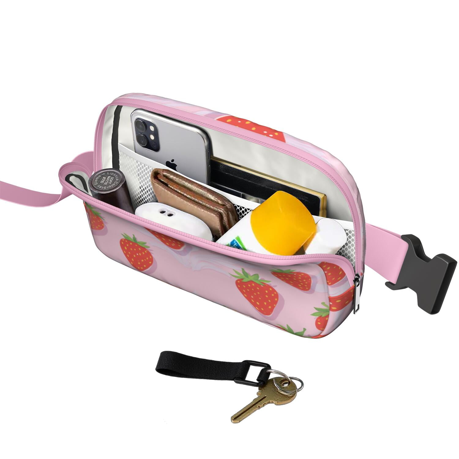 Waist Packs Bag Strawberry Fashion Belt Bag Small Cross Body Bags for Women Casual Waist Packs with Adjustable Strap Waterproof Belt Bag for Daily Leisure Music Festival/Event