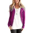 thumbnail image 2 of Veste en Tricot Uni pour Femmes Mode Décontractée Manches Longues Hauts Cardigan Ample à Boutons Chandail Rétro Élégant, 2 of 5